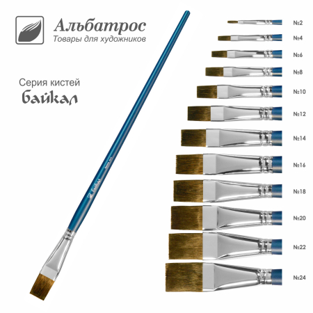 Кисть серии "Байкал" из волоса белки, плоская №8